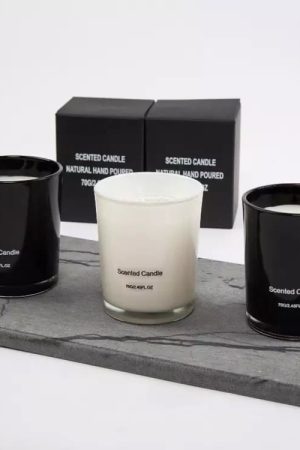 Natural Aroma Candles with White Glass Jar and Gift Box